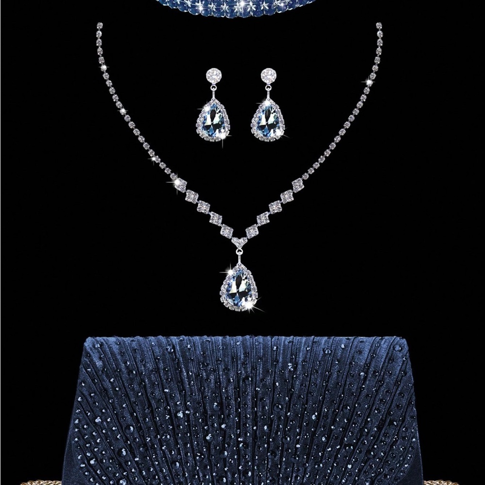Elegant Blue and Silver Jewelry Set